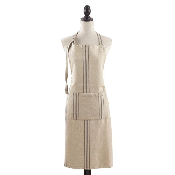 Saro Lifestyle SARO  20 in. Classic Tie Striped Linen Apron - Natural 1117.N01